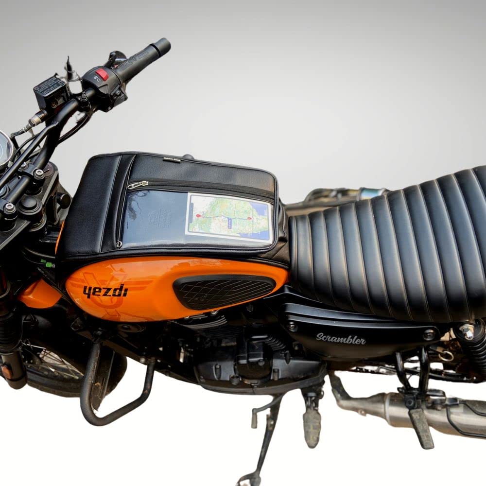 Sahara Seats Yezdi Scrambler Tank Cover with Mobile Holder (Thick